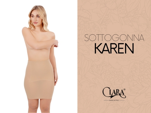 Modella che indossa sottogonna color nude Karen della collezione Maison Signore.